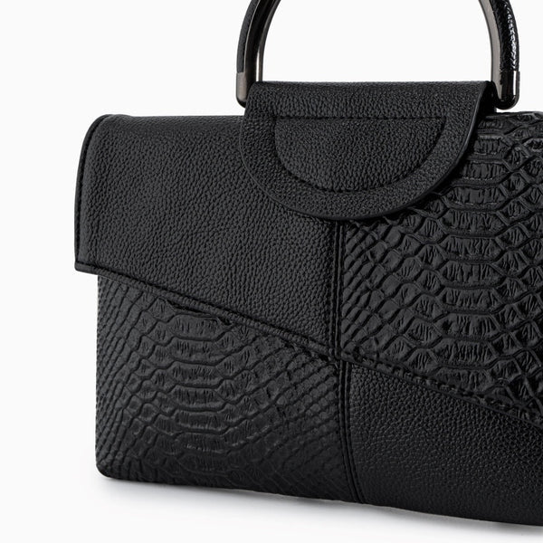 Allurbag Women's Black Textured Flap Shoulder Bag
