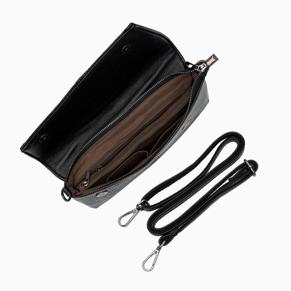 Allurbag Women's Black Textured Flap Shoulder Bag