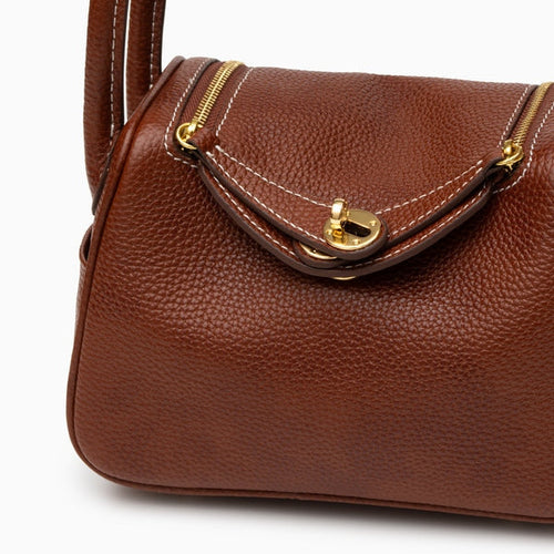 Allurbag Women's Brown Pebble Leather Mini Shoulder Bag