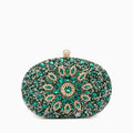 Allurbag Women's Emerald Floral Crystal Clutch Bag