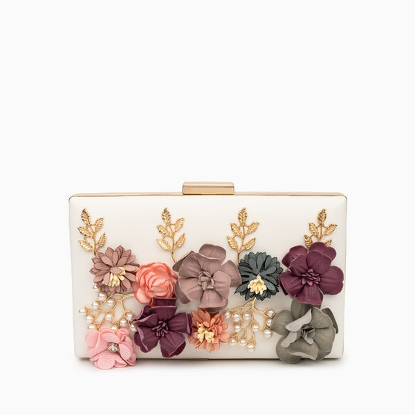 Allurbag Women's Ivory Floral Box Clutch Bag