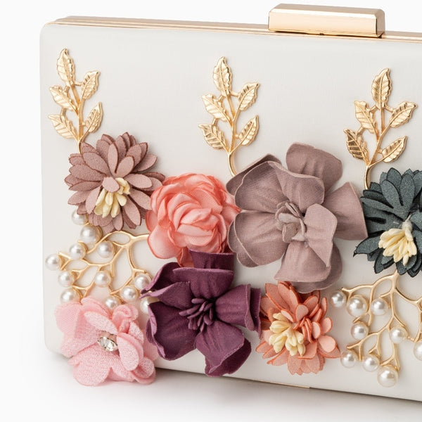 Allurbag Women's Ivory Floral Box Clutch Bag