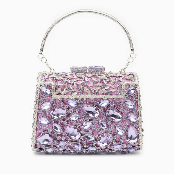 Allurbag Women's Pink Crystal Box Clutch Bag