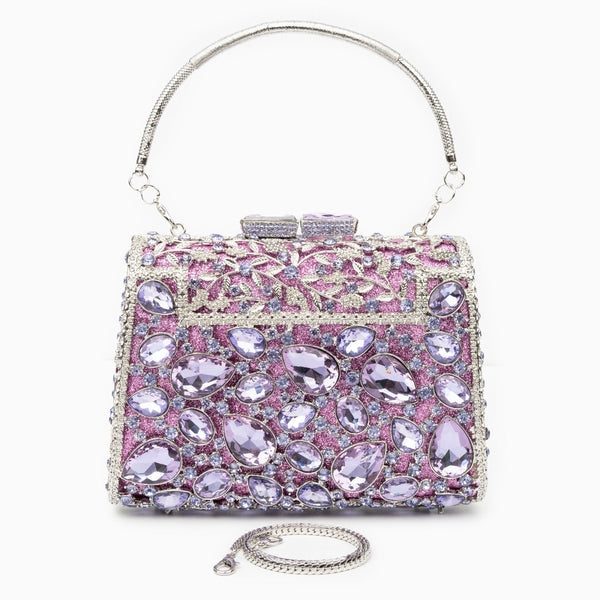 Allurbag Women's Pink Crystal Box Clutch Bag