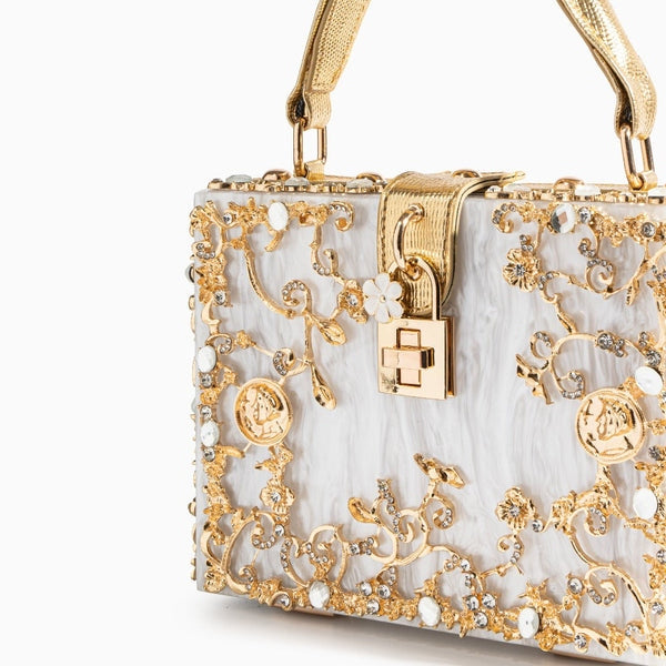 Allurbag Women's White Floral Box Handbag