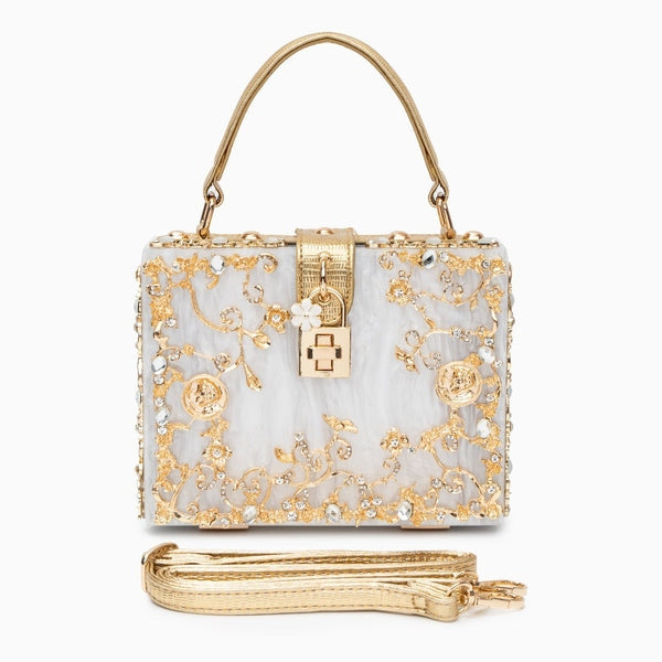 Allurbag Women's White Floral Box Handbag