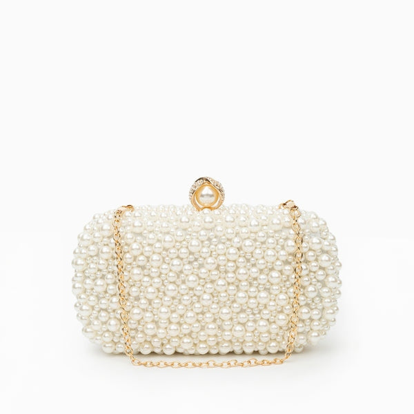 Allurbag Women's White Pearl Clutch Bag