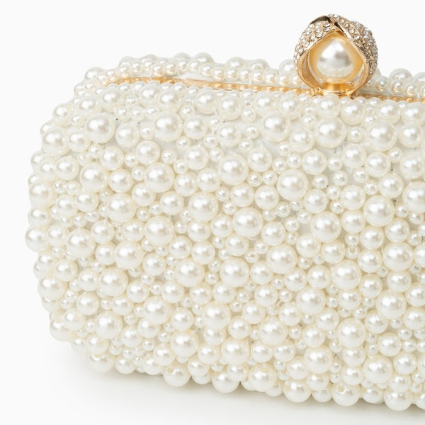Allurbag Women's White Pearl Clutch Bag